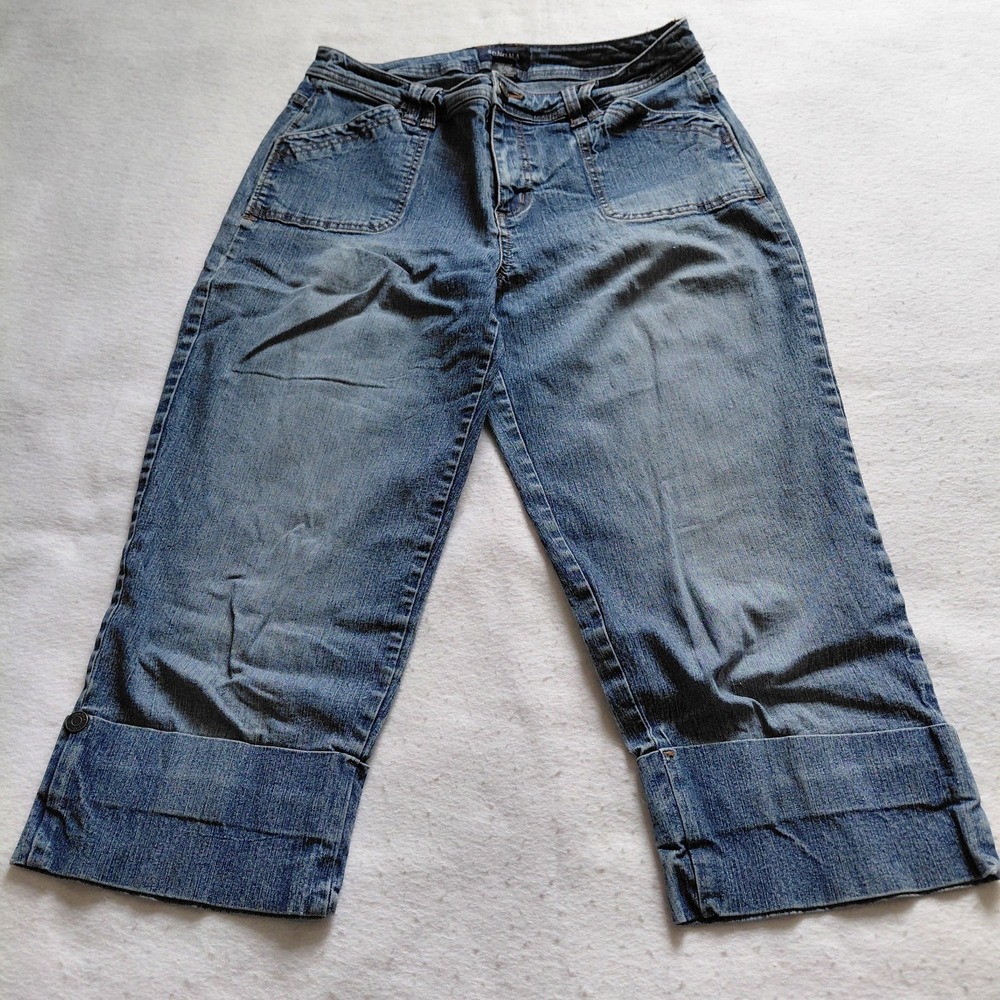 Sonoma Women Jean Capris Size 8 Blue Crop Denim Cuffed Stretch Y2K Britney Style